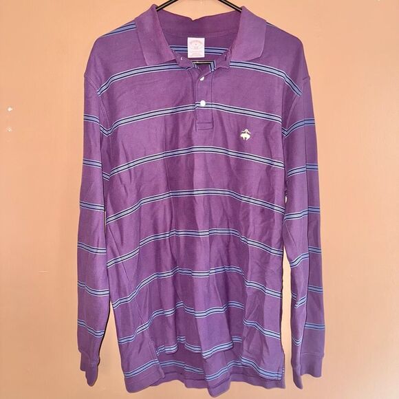 Brooks Brothers Men's Golden Fleece Performance Long Sleeve Polo Shirt Purple M - Picture 1 of 9